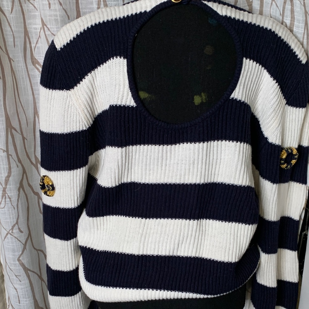 Nautical Striped Sweater in Navy and White - Picture 6 of 6